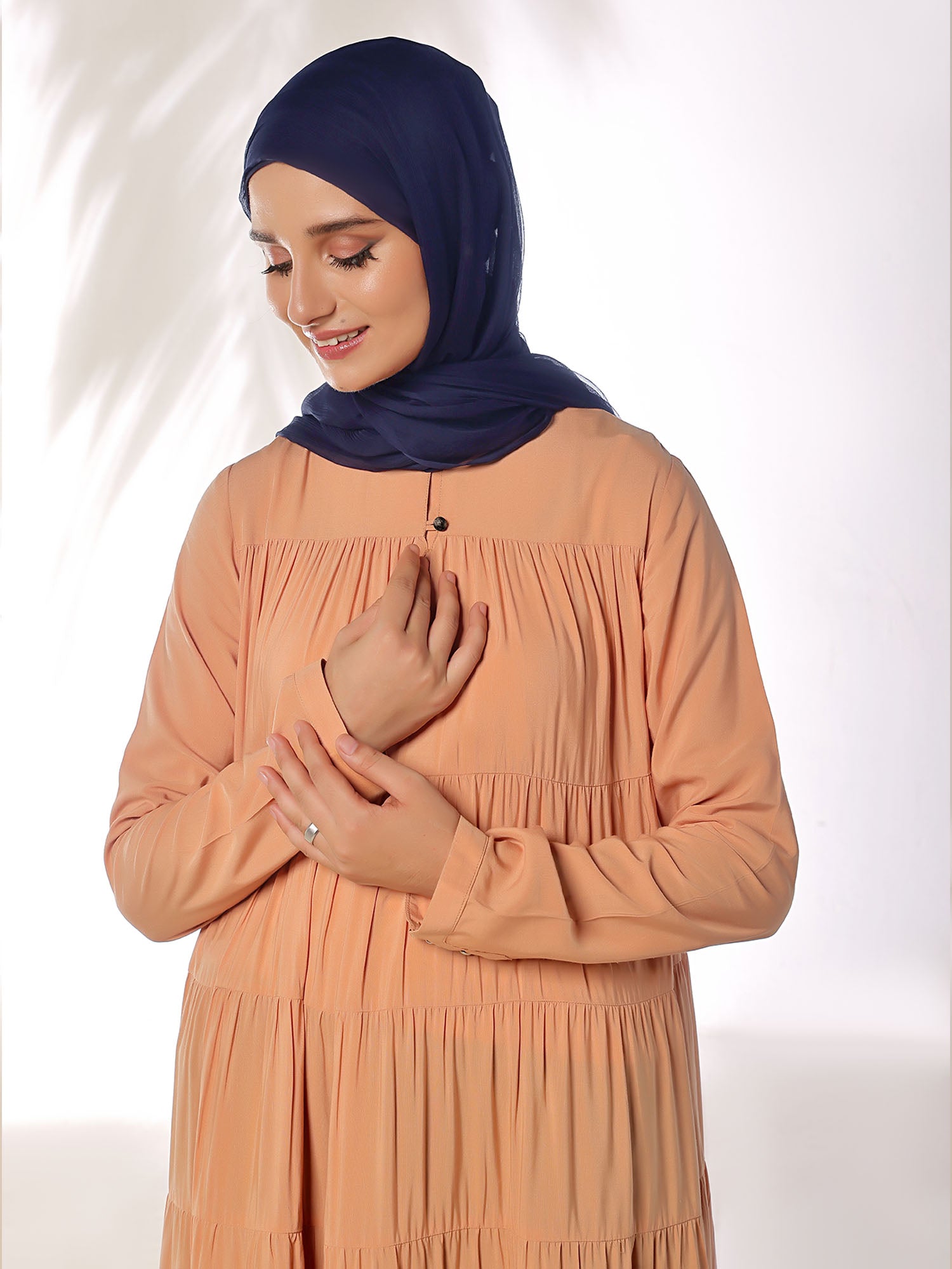 High Tiered Peach Abaya