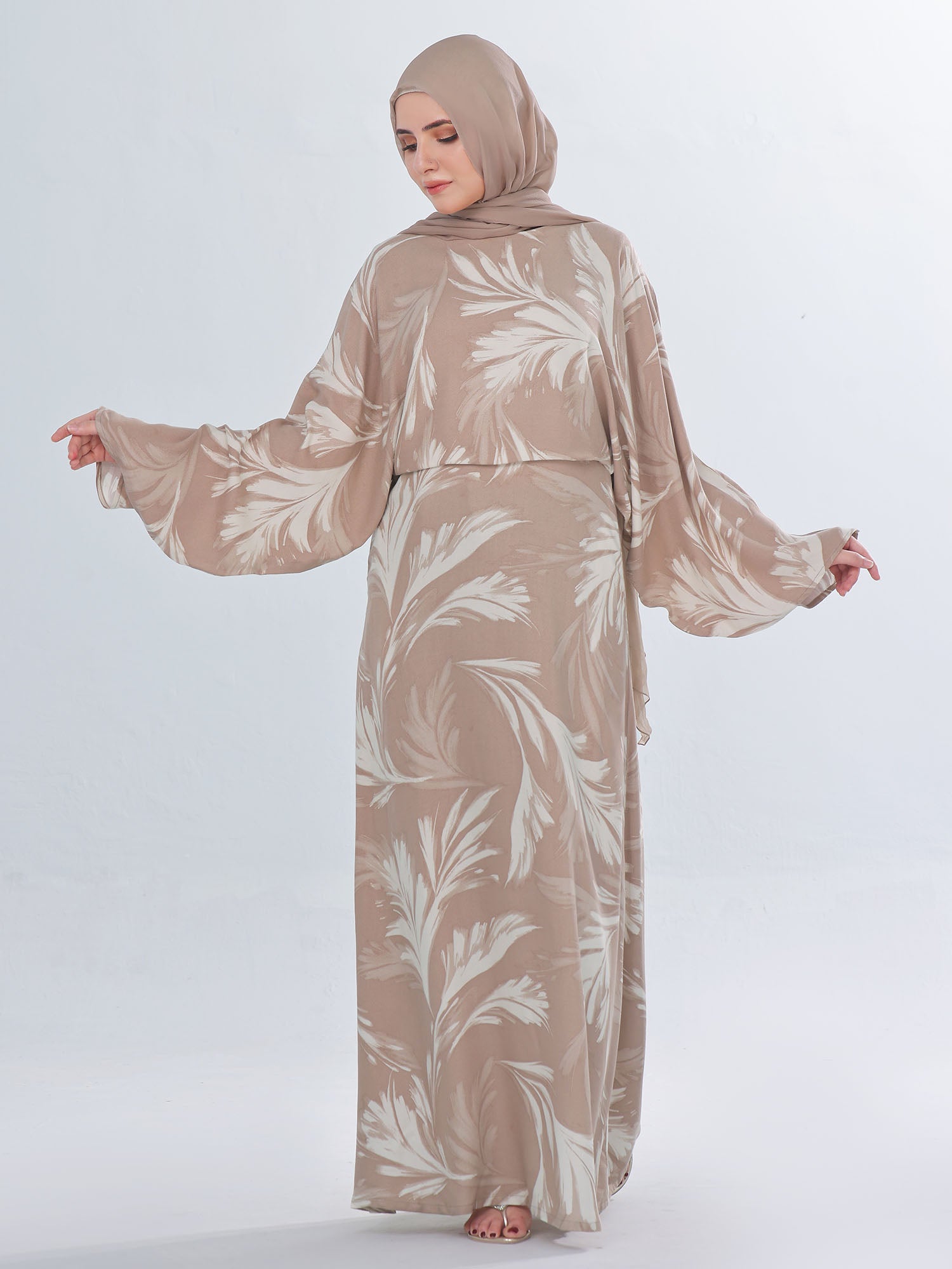 Espresso Bloom - Printed Abaya
