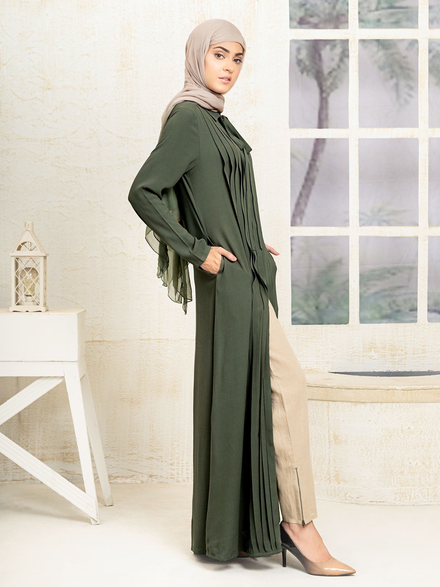Abaya Tuck up-Olive