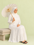High Tiered Modesty White Hajj & Umrah Abaya