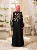 Floral Cocktai Black Abaya