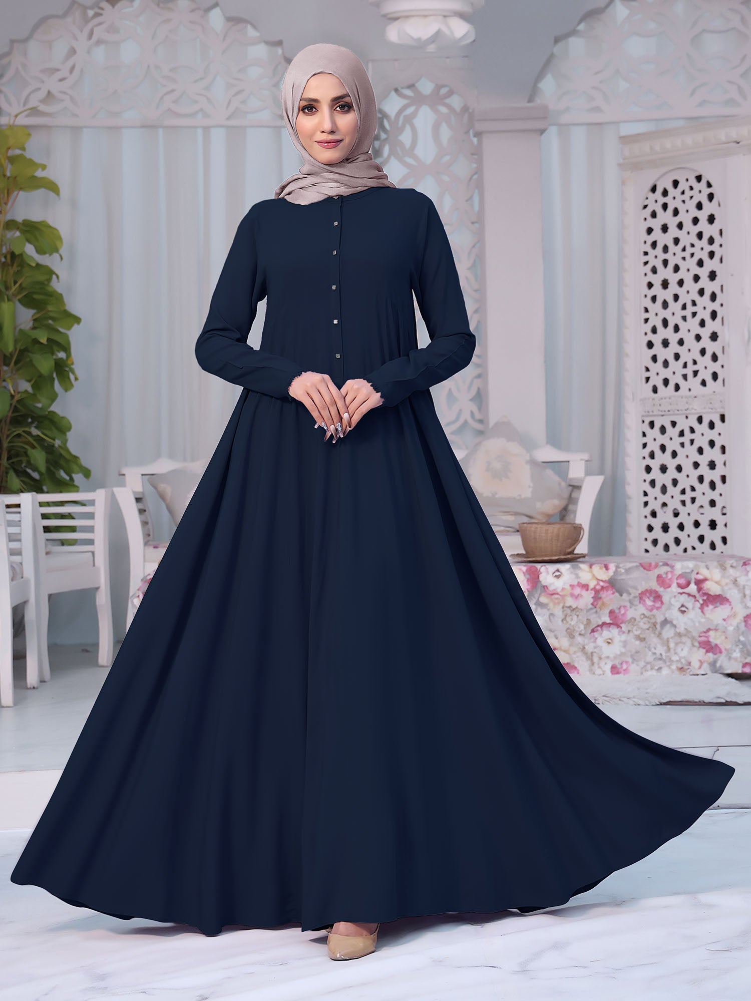 navy blue abaya dress Navy Blue Floral Maxi Dress Abaya
