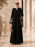 Stitched Blossoms Black Abaya