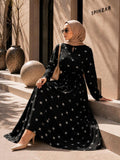 Brushstroke Print Abaya