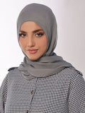 Charcoal Check Silk Chiffon Scarves