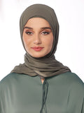 Flowing Grace-Olive Silk Chiffon Scarves