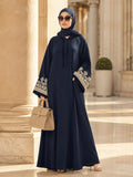 Stitched Blossoms Navy Abaya