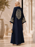 Stitched Blossoms Navy Abaya