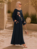 Ume Bloom Navy Abaya