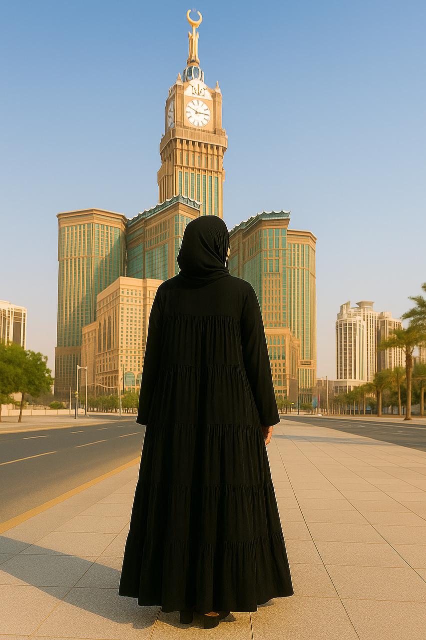 High Tiered Modesty Black Hajj & Umrah Abaya – SpinzarStore