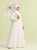 High Tiered Modesty White Hajj & Umrah Abaya