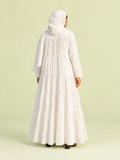 High Tiered Modesty White Hajj & Umrah Abaya